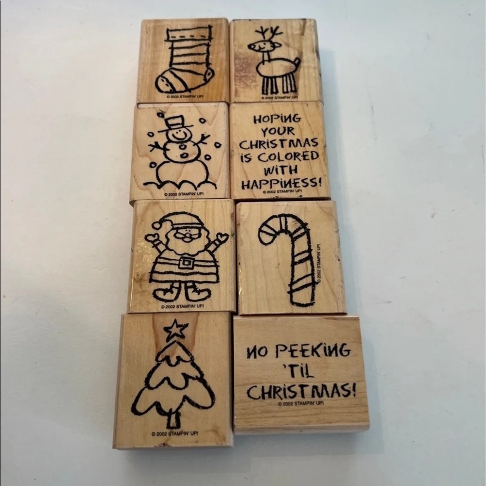 Stampin’ Up Crayon Christmas Wood Mounted Set of 8